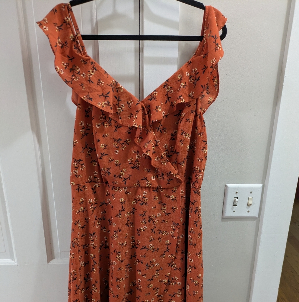 The General Good - Orange Floral high to low dress